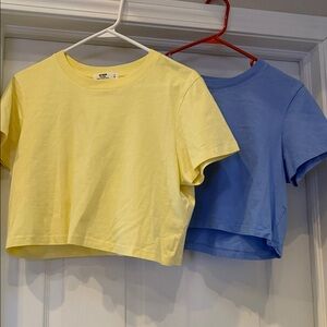 Cotton On Yellow and Blue Cropped T-Shirts